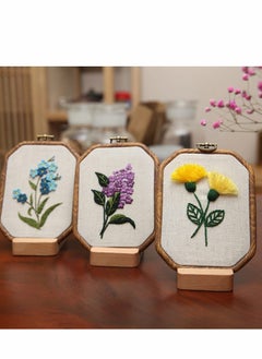 Excefore 3 Pack Embroidery Starter Kits Three-Dimensional European-Style Flowers and Plants, Cross Stitch Kit for Adults Beginners  - Image 2