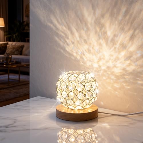FuoiCorn Crystal Mood Table Lamp Small Decorative Sphere Light with Voice Control 3 Lighting Modes Ambient Lighting for Tiny Bedroom Living Room Decor Aesthetic Gifts for Teen Girls - Image 1