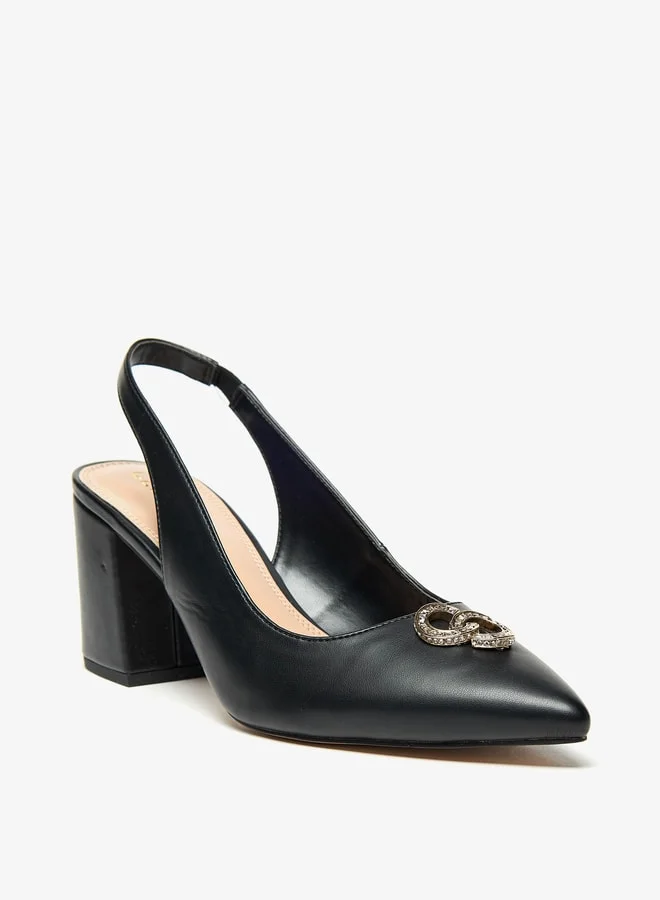 سيليست Women's Solid Slingback Shoes with Block Heels