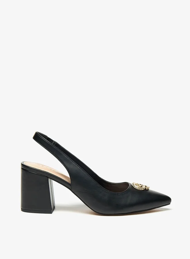 سيليست Women's Solid Slingback Shoes with Block Heels