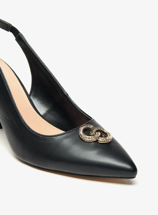 سيليست Women's Solid Slingback Shoes with Block Heels
