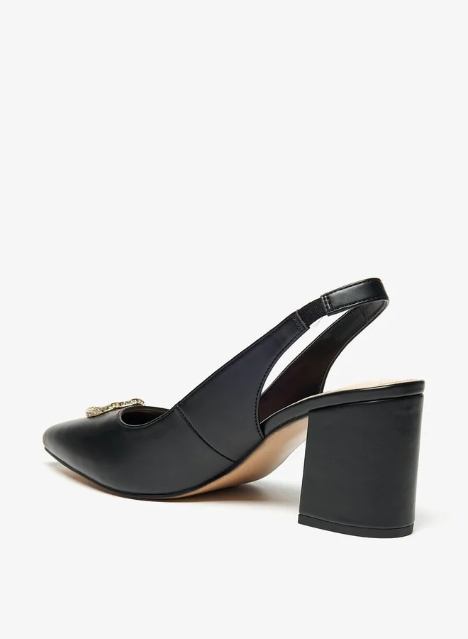 سيليست Women's Solid Slingback Shoes with Block Heels