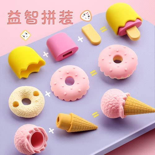 YBN Pack of 12 HB Wooden Pencils with Sharpener and 4 Dessert Design Fancy Eraser for Student Kids School Stationery Tools Multicolor 12 UNICORN PENCILS 4 SOFTY ERASER - Image 4