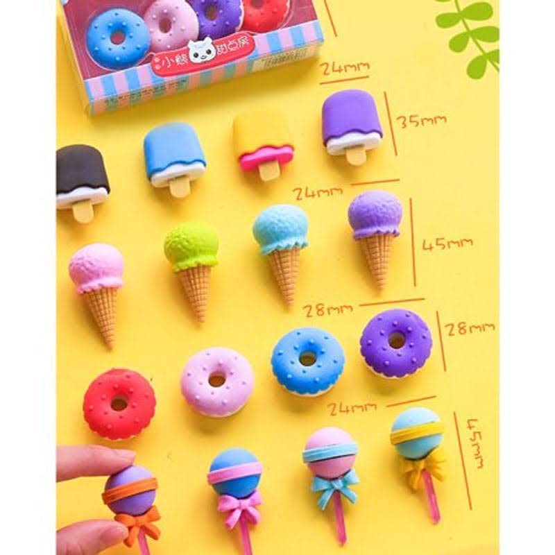 YBN Pack of 12 HB Wooden Pencils with Sharpener and 4 Dessert Design Fancy Eraser for Student Kids School Stationery Tools Multicolor 12 UNICORN PENCILS 4 SOFTY ERASER - Image 2