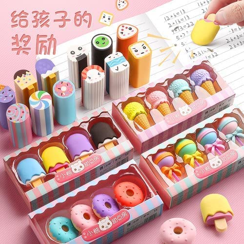 YBN Pack of 12 HB Wooden Pencils with Sharpener and 4 Dessert Design Fancy Eraser for Student Kids School Stationery Tools Multicolor 12 UNICORN PENCILS 4 SOFTY ERASER - Image 3