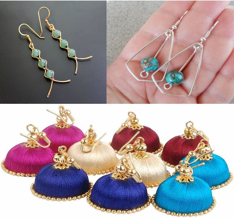 Tia Crafts Earring Hooks for Jewellery Making – DIY Ear Hooks, Jhumka Hooks, Earring Making Material for DIY Jewellery, Resin Art & Craft Supplies - Pack of 75 Golden, 75 Silver (Gold Silver Mix) - Image 5