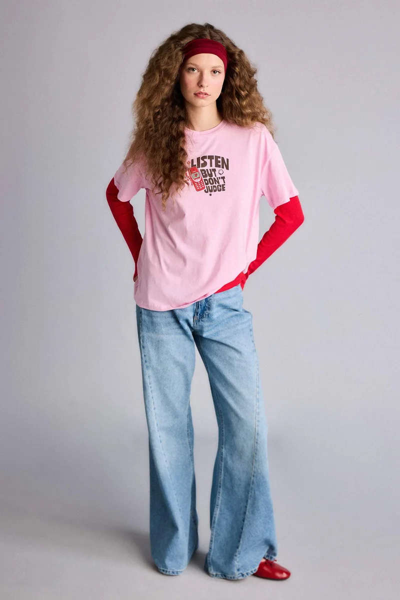 ديفاكتو Oversize Printed T-shirt