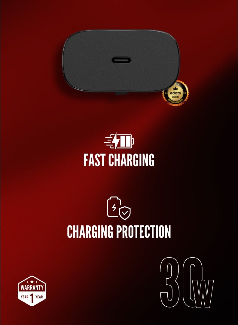 OALE iFast 70 | 30W Super Fast Wall Charger with 100cm Type-C Cable | UK 3-Pin Plug | 12+1 Month Warranty  - Image 2