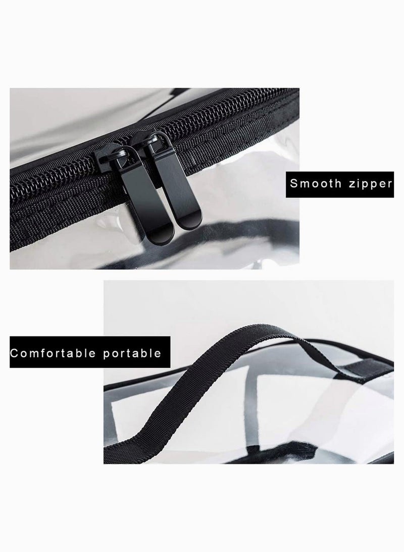 حقيبة مكياج شفافة مجموعة منظم قابلة للماء محمولة بأكياس أدوات التجميل بسحاب، PVC شفاف مع مقبض، مثالية للسفر والحمام - Image 3