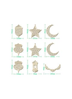 The Bros Ramadan Wooden Ornament, 9pcs Moon Star Pendant Ramadan Kareem Hollow Lantern Wind Light Hanging Pendant Ornament Eid Mubarak Decoration  - Image 2