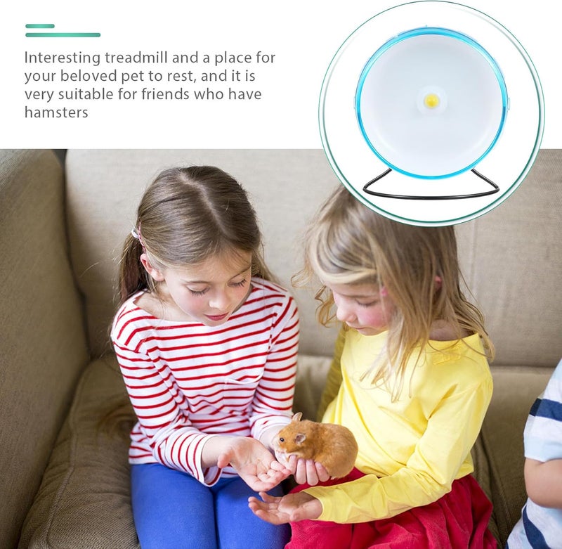 Healifty Hamster Exercise Wheel Quiet Spinner with Stand, 21cm Blue Running Wheel for Small Pets Like Hamsters, Gerbils, and Mice, Silent Rotating Jogging for Pet Activity - Image 3