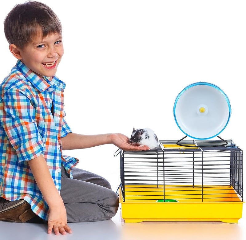 Healifty Hamster Exercise Wheel Quiet Spinner with Stand, 21cm Blue Running Wheel for Small Pets Like Hamsters, Gerbils, and Mice, Silent Rotating Jogging for Pet Activity - Image 4