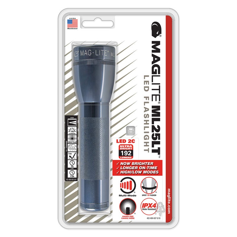 Maglite ML25LT LED 2-Cell C Flashlight, Gray - Image 1