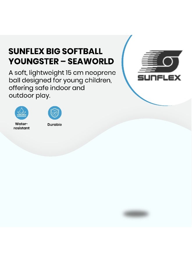 صنفليكس كرة سوفتبول كبيرة الحجم من صن فليكس، مصنوعة من النيوبرين الناعم، مناسبة للأطفال من سي وورلد، مثالية للرمي والتقاط الكرة واللعب في الماء والهواء الطلق. - Image 2