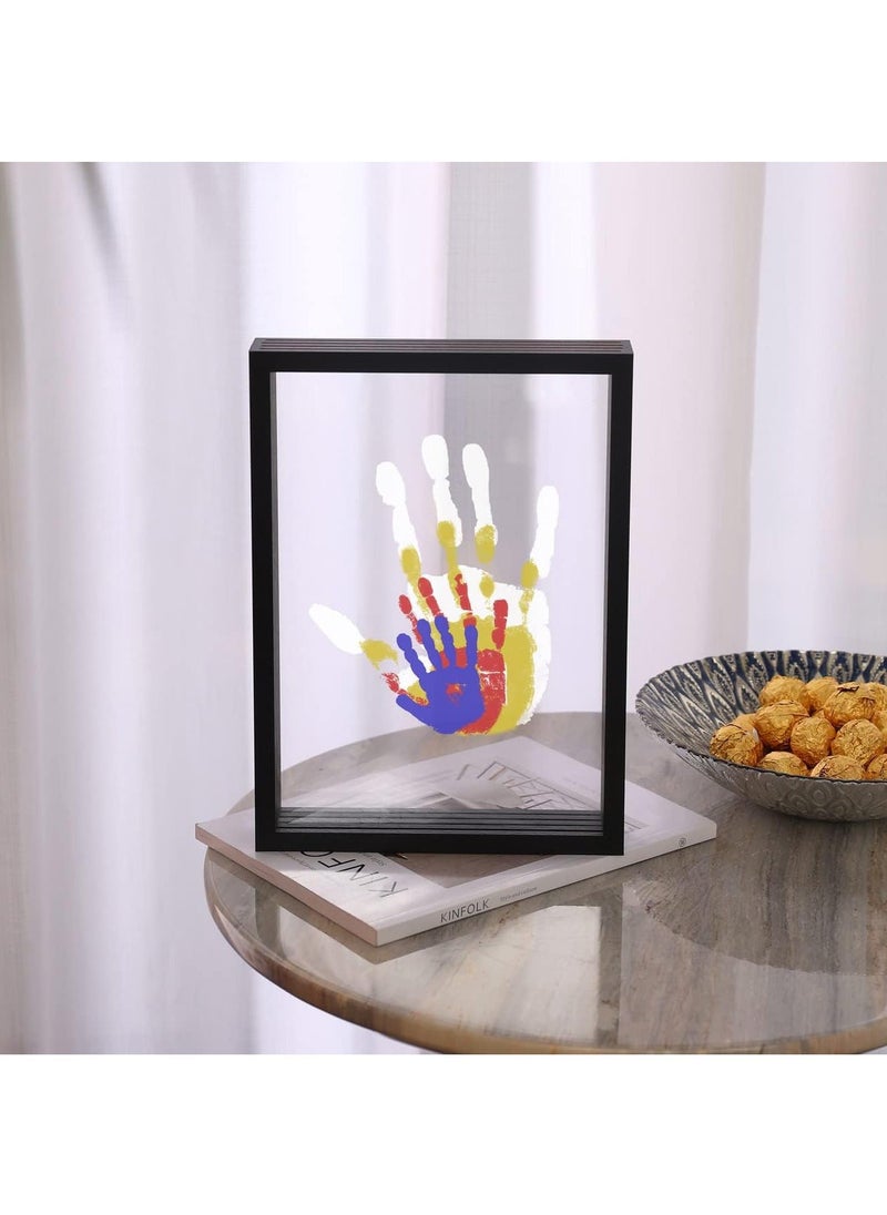 Hihonor Family Handprint Kit, DIY Craft Keepsake Wooden Frame, Endless Gift Set, Non-Toxic Paints, Transparent Sheets (Black) - Image 3