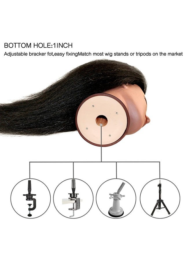 رأس عارضة أزياء Ishot بشعر بشري حقيقي للتدريب على تصفيف الشعر ومدرسة التجميل وممارسة التجميل - Image 4