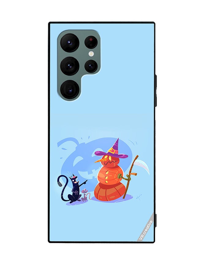 VR CREATIVE Protective Case Cover For Samsung Galaxy S22 Ultra 5G Halloween Cat Design Multicolour - Image 1