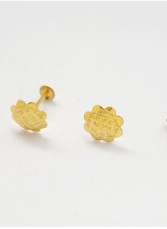 Hamsa.ae 18K Pure Gold Flower Screw Earring Set  - Image 2