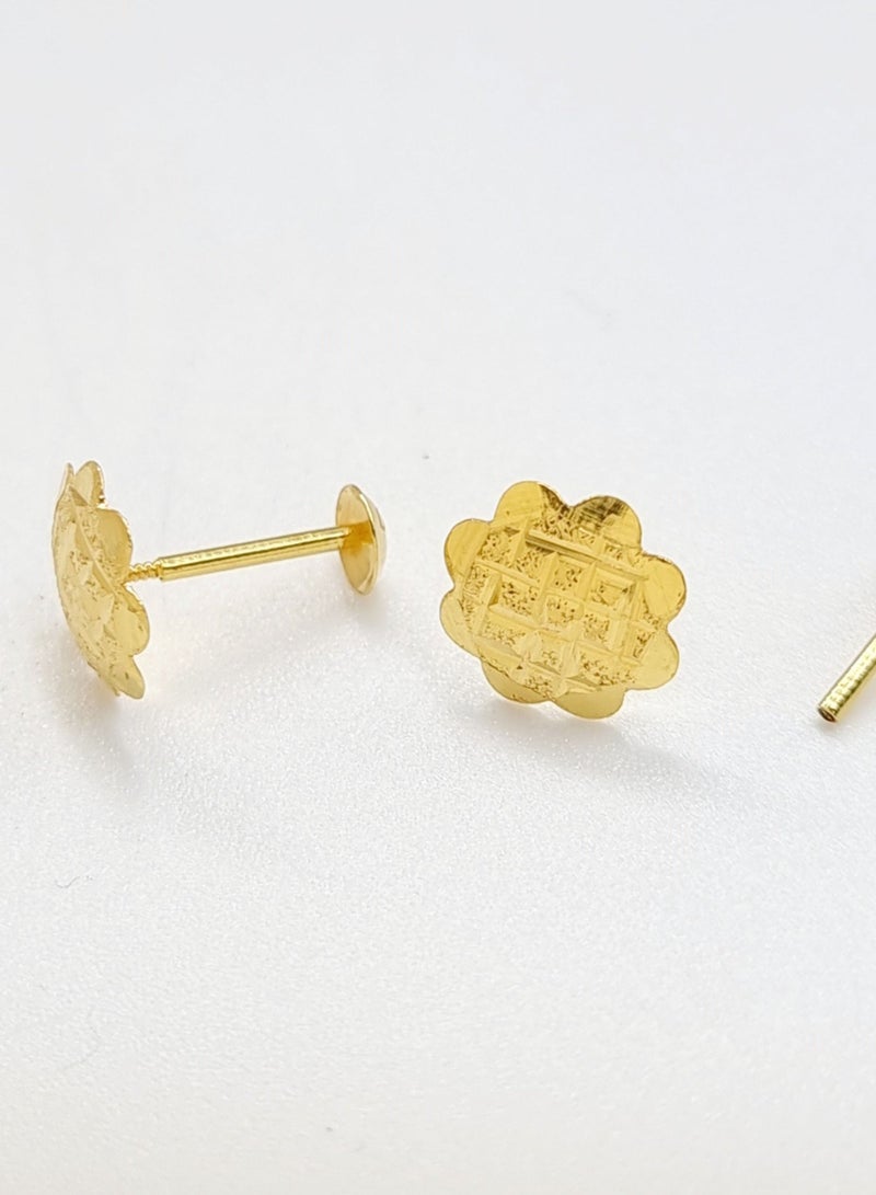 Hamsa.ae 18K Pure Gold Flower Screw Earring Set - Image 1