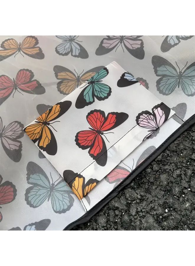 Foldable Butterfly Print Shopping Bag Black Large Capacity Easy Carry Handle - Image 5