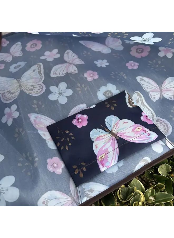 Foldable Butterfly Print Shopping Bag Black Large Capacity Easy Carry Handle - Image 4