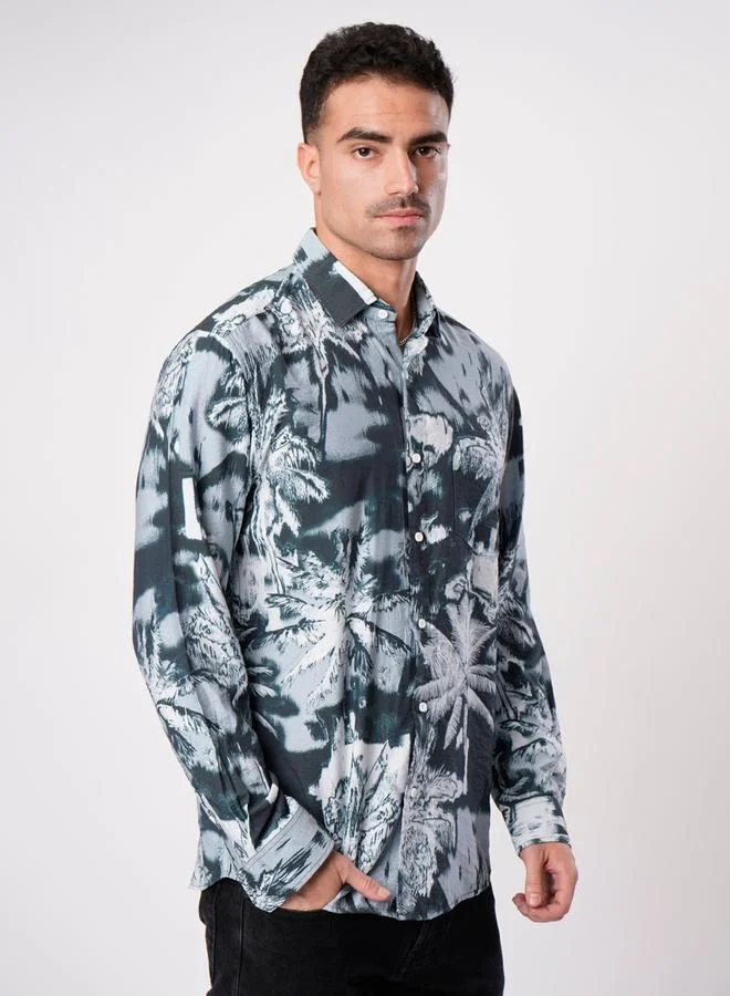 Styli Men Tropical Print Slim Fit Shirt By Bene Kleed