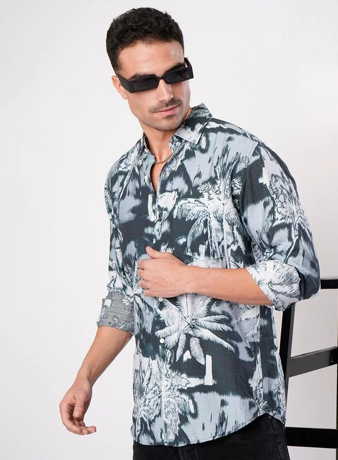 Styli Men Tropical Print Slim Fit Shirt By Bene Kleed