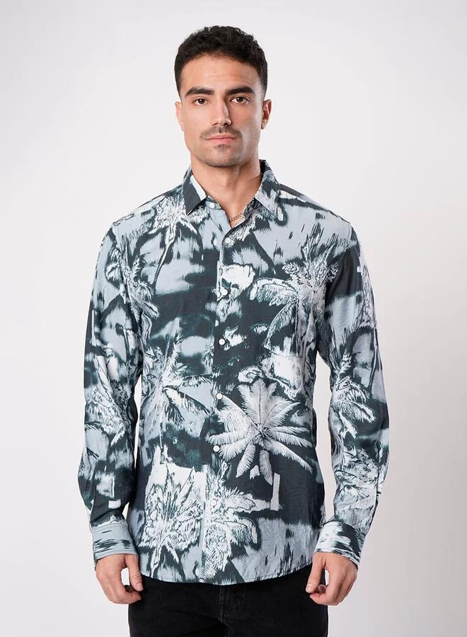 Styli Men Tropical Print Slim Fit Shirt By Bene Kleed