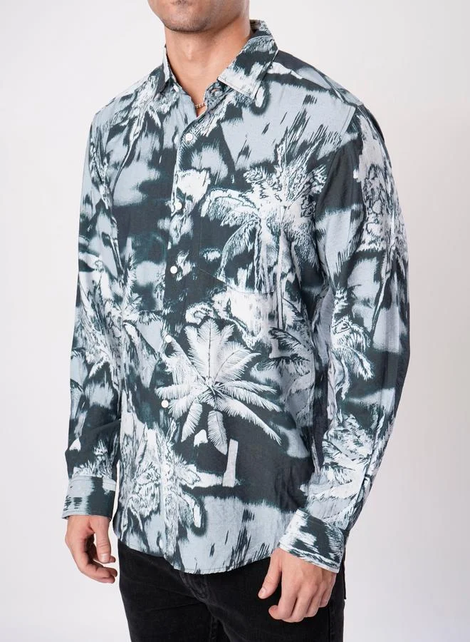 Styli Men Tropical Print Slim Fit Shirt By Bene Kleed