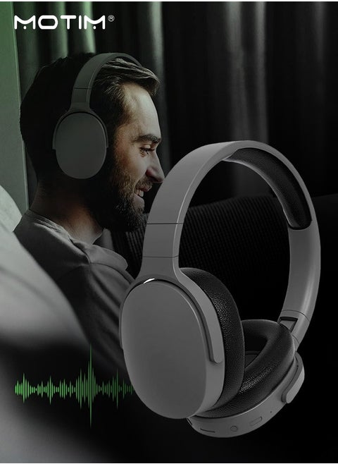 Over-Ear Wireless Headphone, Active Noise Cancelling Bluetooth Gaming Headset, Foldable, Powerful Bass, HiFi Stereo, AUX Input, Black