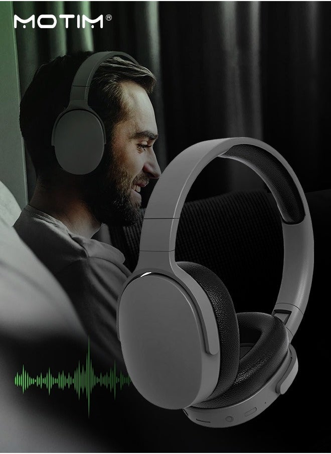 Motim Over-Ear Wireless Headphone, Active Noise Cancelling Bluetooth Gaming Headset, Foldable, Powerful Bass, HiFi Stereo, AUX Input, Black  - Image 1