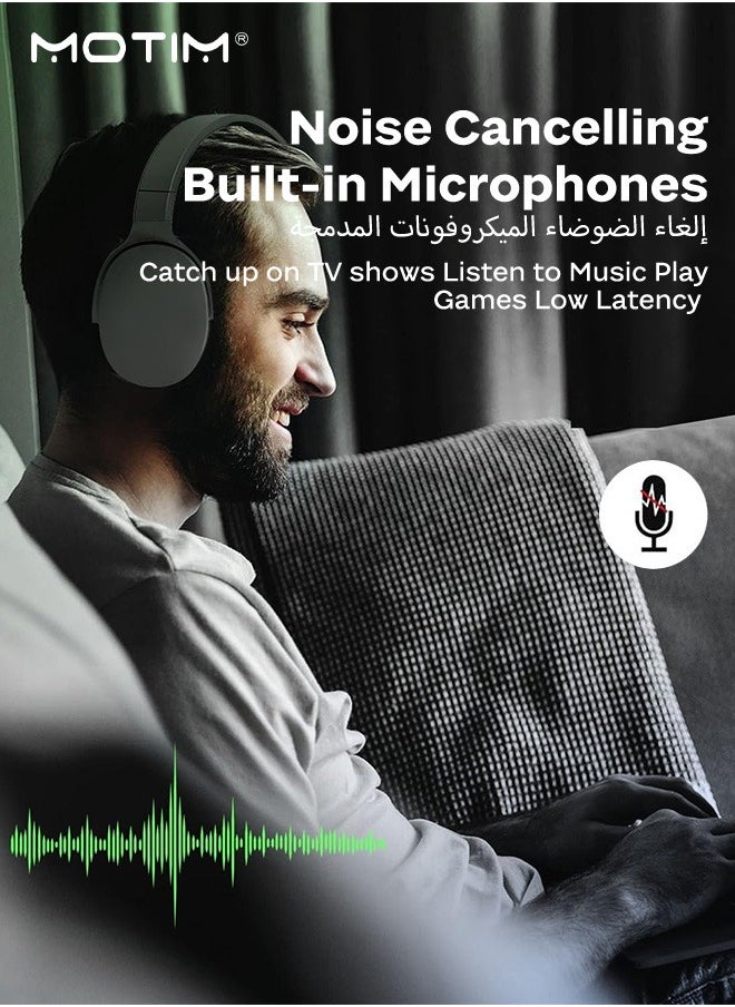 Motim Over-Ear Wireless Headphone, Active Noise Cancelling Bluetooth Gaming Headset, Foldable, Powerful Bass, HiFi Stereo, AUX Input, Black  - Image 3