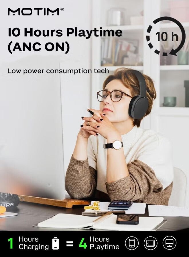 Motim Over-Ear Wireless Headphone, HiFi Stereo Deep Bass Sound, Active Noise Cancelling, Foldable Bluetooth Headphones Headset, Ideal for Travel, Work, Gaming, and TV - Image 4