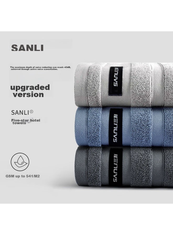 سانلي Sanli Towels، مناشف حمام عالية الجودة ناعمة من فئة الفنادق الخمس نجوم سميكة مصنوعة من القطن النقي شديدة الامتصاص للمناشف الوجه، قطعتان، رمادي غامق + رمادي فاتح - Image 1
