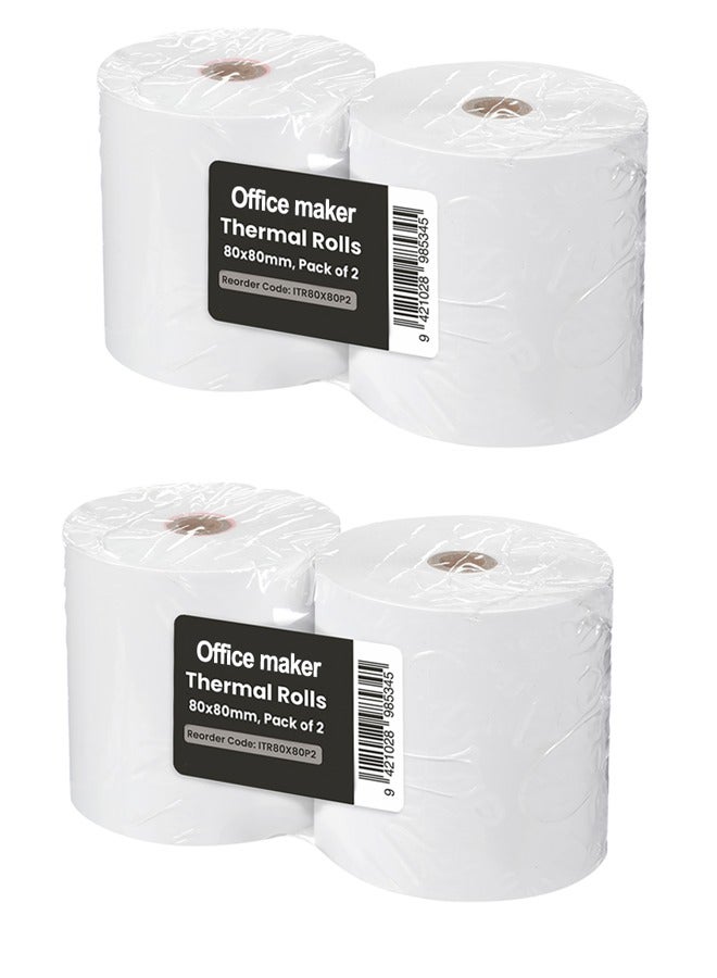 Office Maker Office maker Thermal Roll 80x80mm, Pack of 4 Rolls of Thermal Paper Receipt Roll for EPOS POS Terminal EPOS Printer. - Image 1