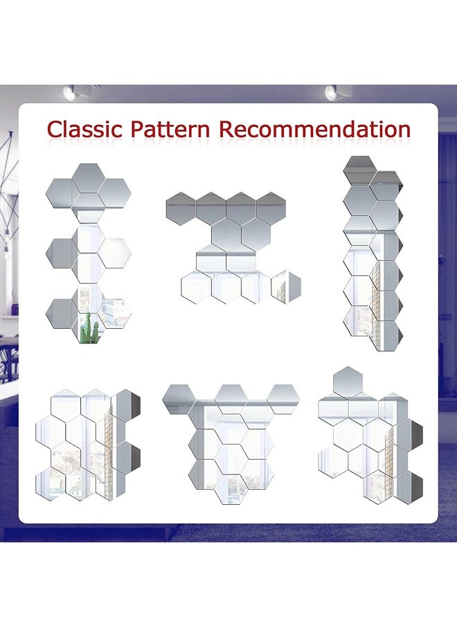 ShebSheb 12PCS Hexagon Mirror Wall Stickers,Acrylic Removable Self-Adhesive Mirror for Home Living Room Bedroom Decor  - Image 2