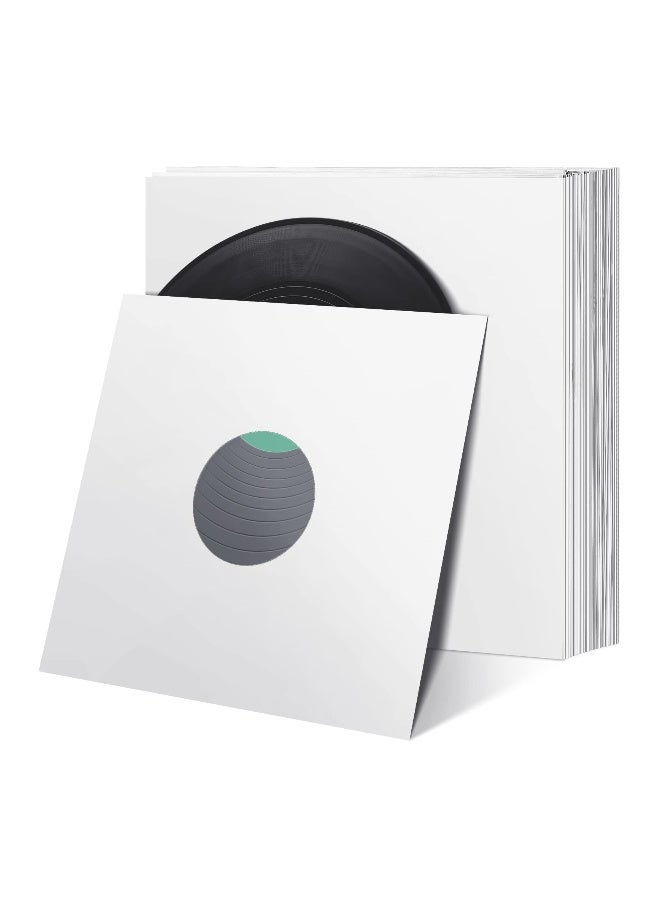 40 Pack of 12-Inch Vinyl Record Sleeves - Blank Album Jackets, Paper Poly Inner Sleeves, Square Blank Covers for Vinyl Record Collection Storage and Decoration (White) - Image 1