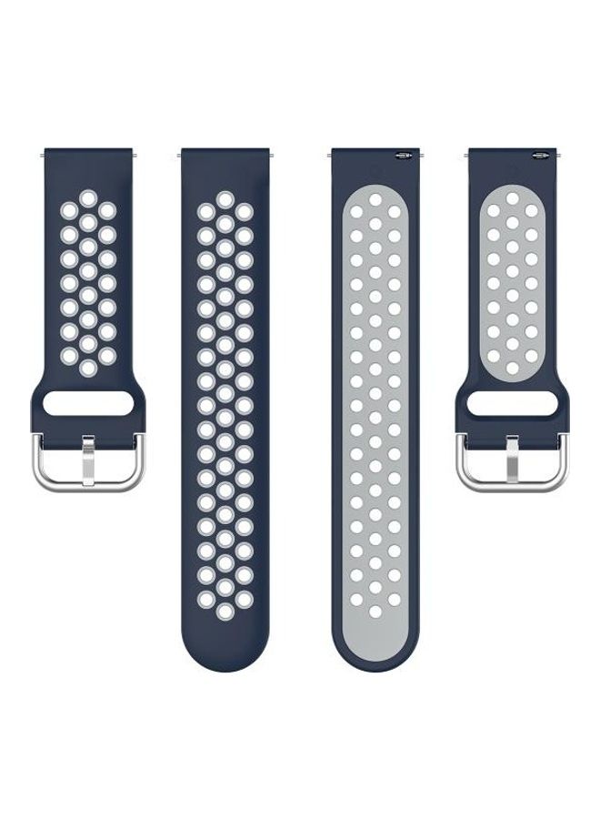 BGM Two Colours Sports Silicone Replacement Watch Band Strap For Fitbit Versa 2/Versa/Versa Lite/Blaze-23mm Midnight BlueGrey - Image 4