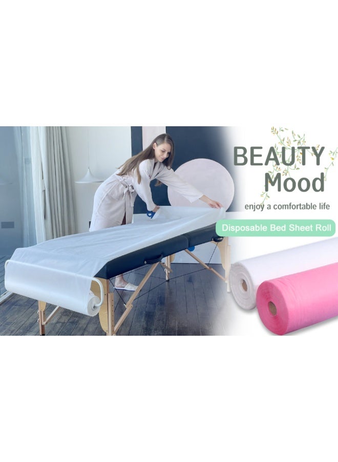 ماكس كير أورجانيك كوزمتيك ملاءات سرير يمكن التخلص منها غير منسوجة – رول واحد | ملاءة ناعمة وقابلة للتنفس لتغطية أسرة المساج، الوجه، الصالون، السبا والتاتو - Image 3