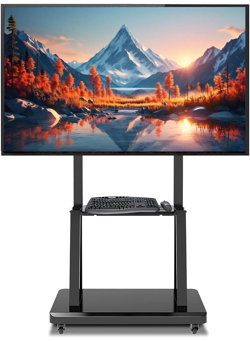 Mobile TV Cart Stand - Heavy Duty Rolling Mount for 32-80 Inch TVs - Adjustable Height & Sturdy Floor Stand - Image 1