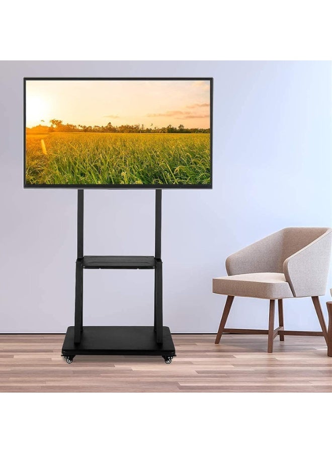 Mobile TV Cart Stand - Heavy Duty Rolling Mount for 32-80 Inch TVs - Adjustable Height & Sturdy Floor Stand - Image 5