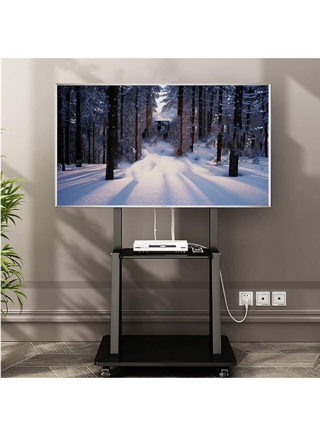 Mobile TV Cart Stand - Heavy Duty Rolling Mount for 32-80 Inch TVs - Adjustable Height & Sturdy Floor Stand - Image 4