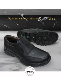 Meto Black oxford casual shoe made of genuine natural leather, comfortable and lined interior  - Image 1