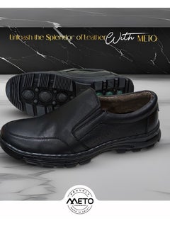 Meto Black oxford casual shoe made of genuine natural leather, comfortable and lined interior  - Image 2