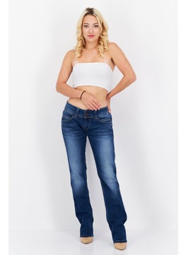 Pepe Jeans Women Straight Fit Washed Stretchable Denim, Blue  - Image 2