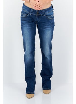 Pepe Jeans Women Straight Fit Washed Stretchable Denim, Blue  - Image 1