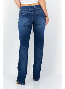 Pepe Jeans Women Straight Fit Washed Stretchable Denim, Blue  - Image 3