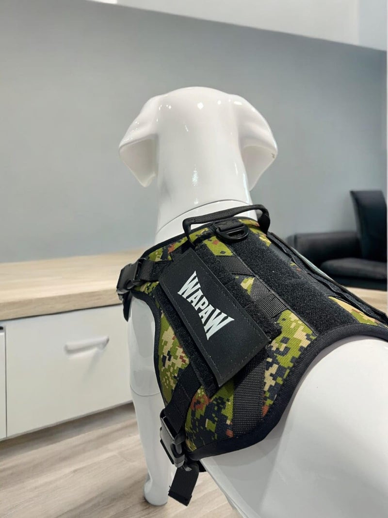 WapaW Dog Harness No-Pull Pet Harness Adjustable Outdoor Pet Vest 3M Reflective Oxford Material Vest for Dogs Easy Control for Small Medium Large Dogs (Medium, Camouflage Green) - Image 4