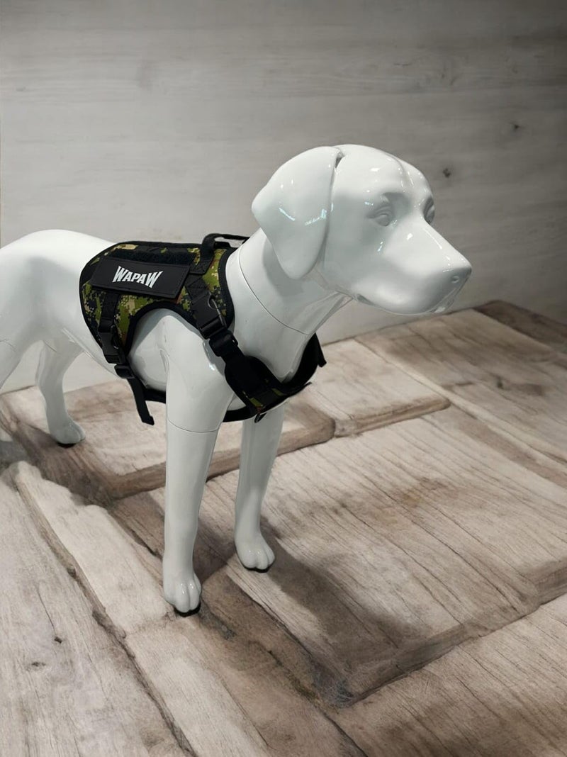 WapaW Dog Harness No-Pull Pet Harness Adjustable Outdoor Pet Vest 3M Reflective Oxford Material Vest for Dogs Easy Control for Small Medium Large Dogs (Medium, Camouflage Green) - Image 5