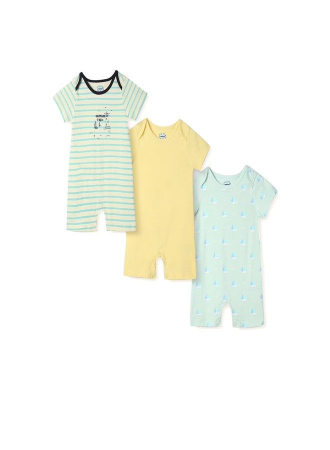Nautinati Infants' Cotton Pack of 3 Ocean Print Romper - Image 1